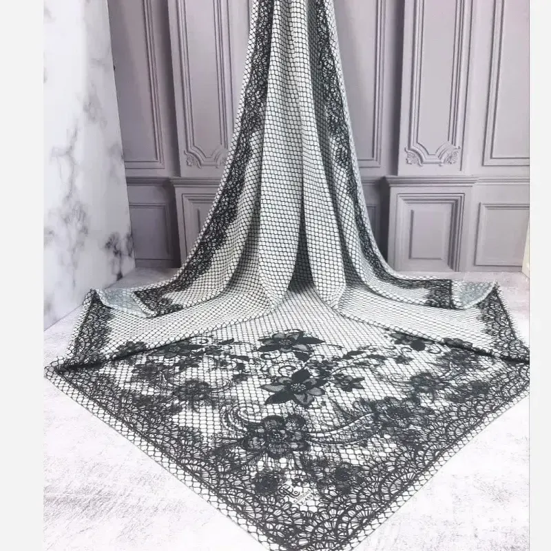 روسری نخی کاستوم طرح گیپور سایز 140 در 140 - تصویر 3