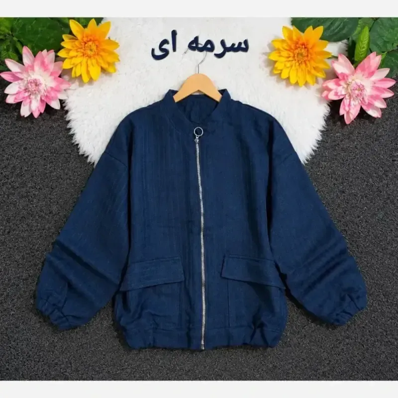بامبر جکت زنانه فلونزی ضخیم و گرم جلو زیپ دار رنگ قهوه ای - تصویر 11