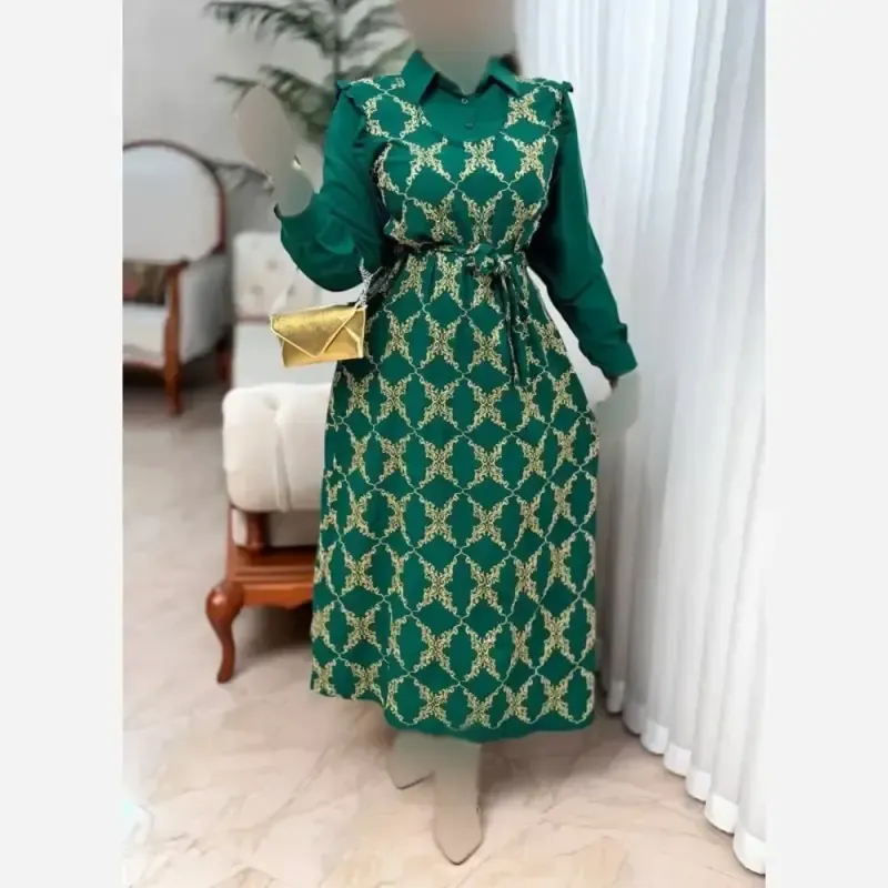 پیراهن طلاکوب پروانه زنانه جنس اسکادا سایز بزرگ - تصویر 5