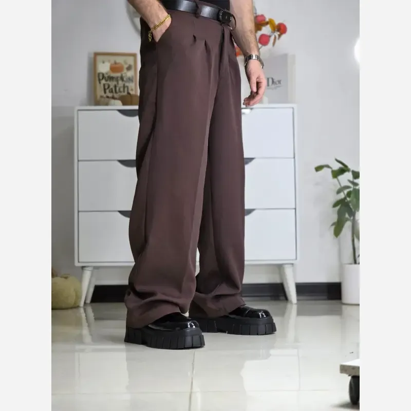 شلوار بگ پارچه ای پیله خور مازراتی تمام کش رنگ کرم نسکافه ای مشکی سرمه ای قهوه ای سبز موکا سایز 40 تا 48 - تصویر 7