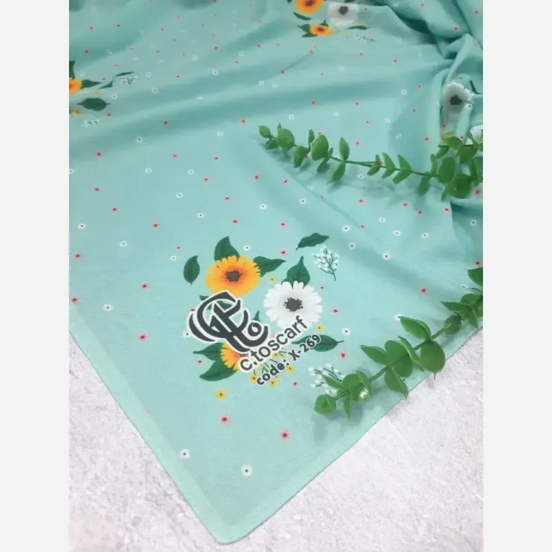 روسری نخ کاستوم قواره 140 طرح پونه تیره - تصویر 9