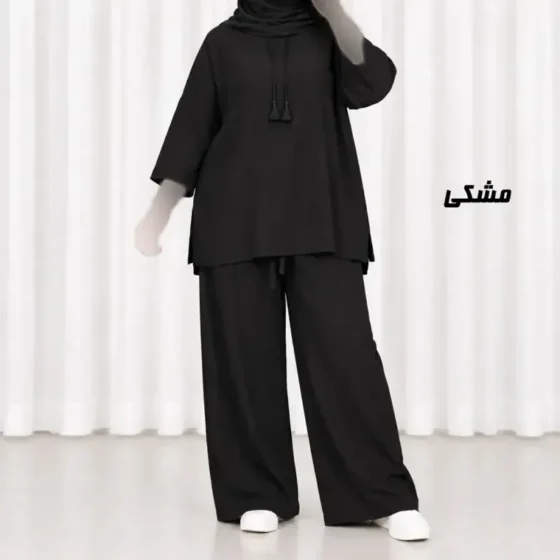 ست بلوز شلوار زنانه بیرونی جنس آیوا فری سایز مناسب تا سایز 50 چهارفصل