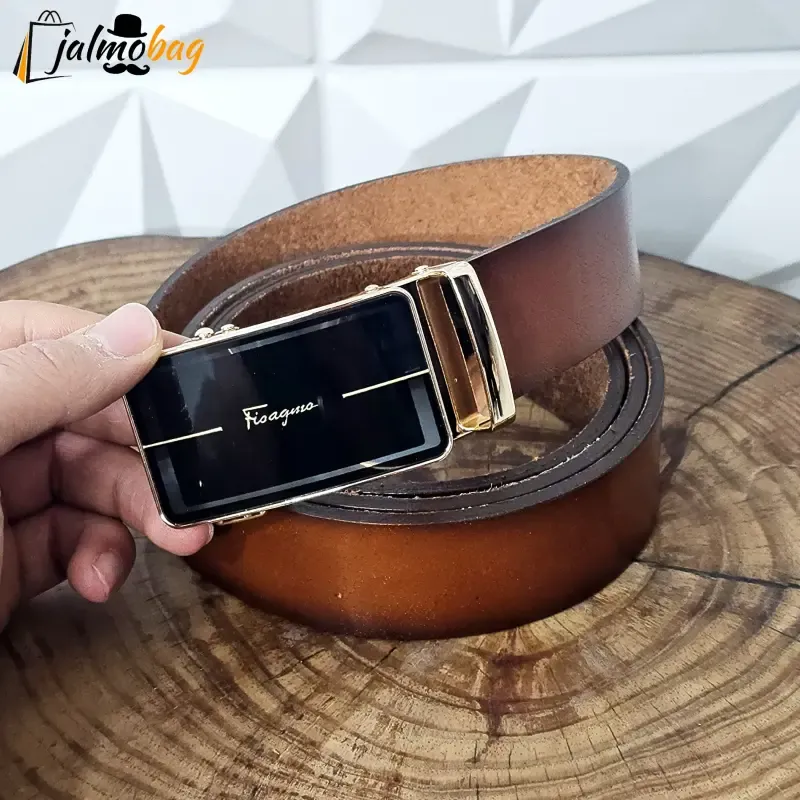 کمربند ریلی چرم طبیعی گاوی 3.5 سانت طول 125 سانتی متر سگک خارجی - تصویر 2