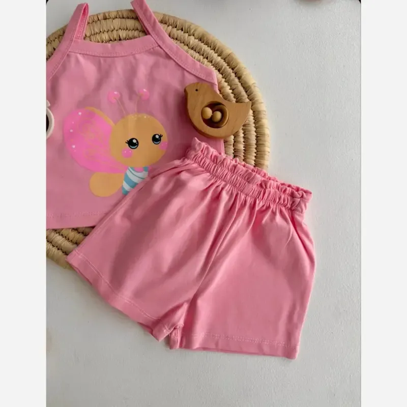ست تاپ و شلوارک نوزادی دخترانه پنبهای طرحدار سایز 6 ماه تا 2 سال - تصویر 5