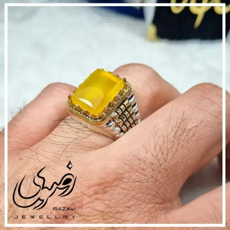 انگشتر نقره مردانه طرح کیارش با نگین شرف الشمس - تصویر 2