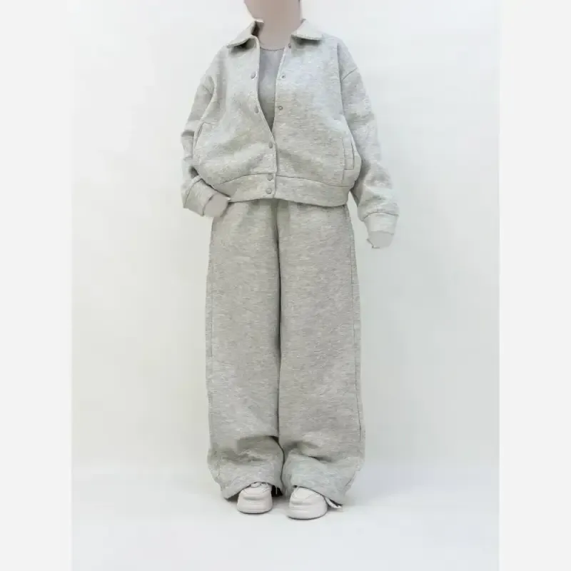 ست سه تیکه بامبر شلوار و تیشرت مدل مایلا جنس دورس حوله ای توکرکی فریسایز - تصویر 10