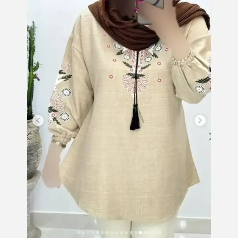 تونیک چاپی رنگی آرامش جنس شانتون درجه یک فری سایز - تصویر 14