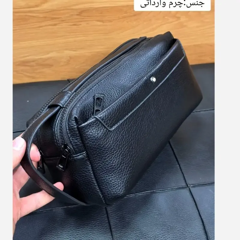 کیف دستی مردانه مونت بلانک چرم دوحالته چهار زیپ مدل دبل فیس - تصویر 12