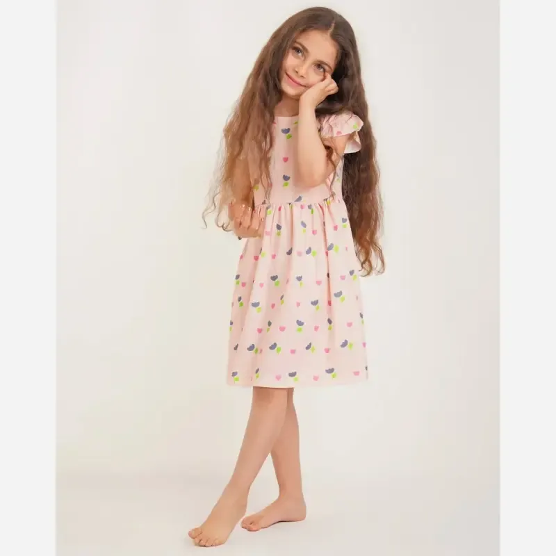 سارافون تابستانه دخترانه نخ پنبه طرحدار مناسب 2 تا 8 سال - تصویر 10