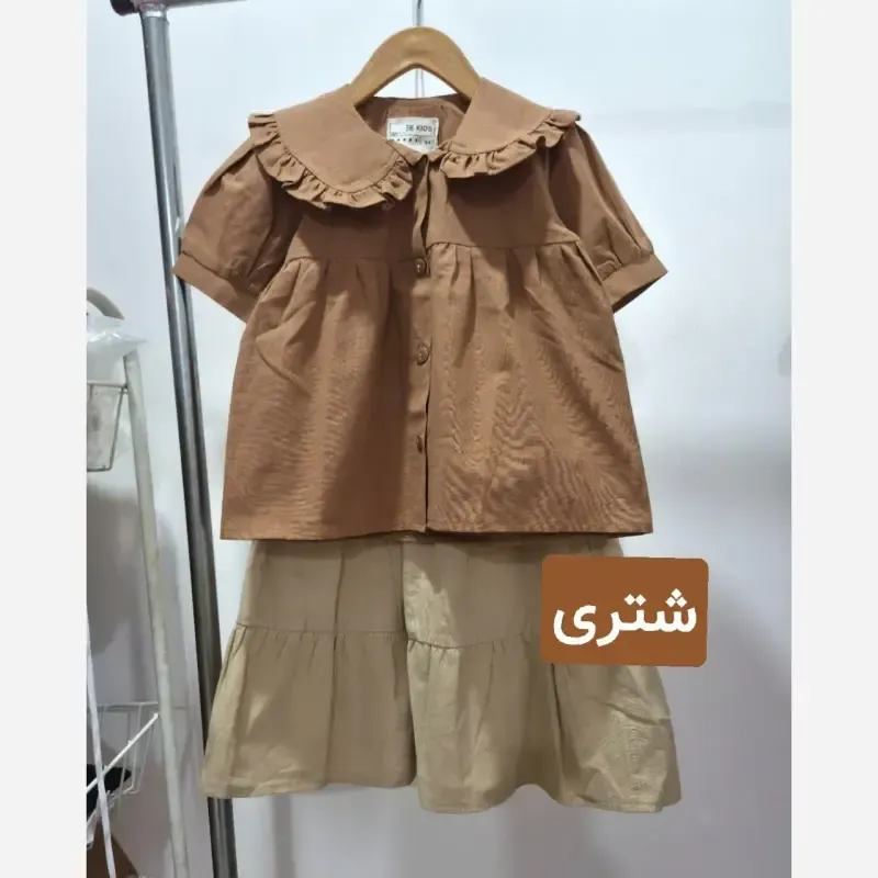 شومیز دامن لینن دخترانه دو تکه سایز 2 تا 12 سال - تصویر 12