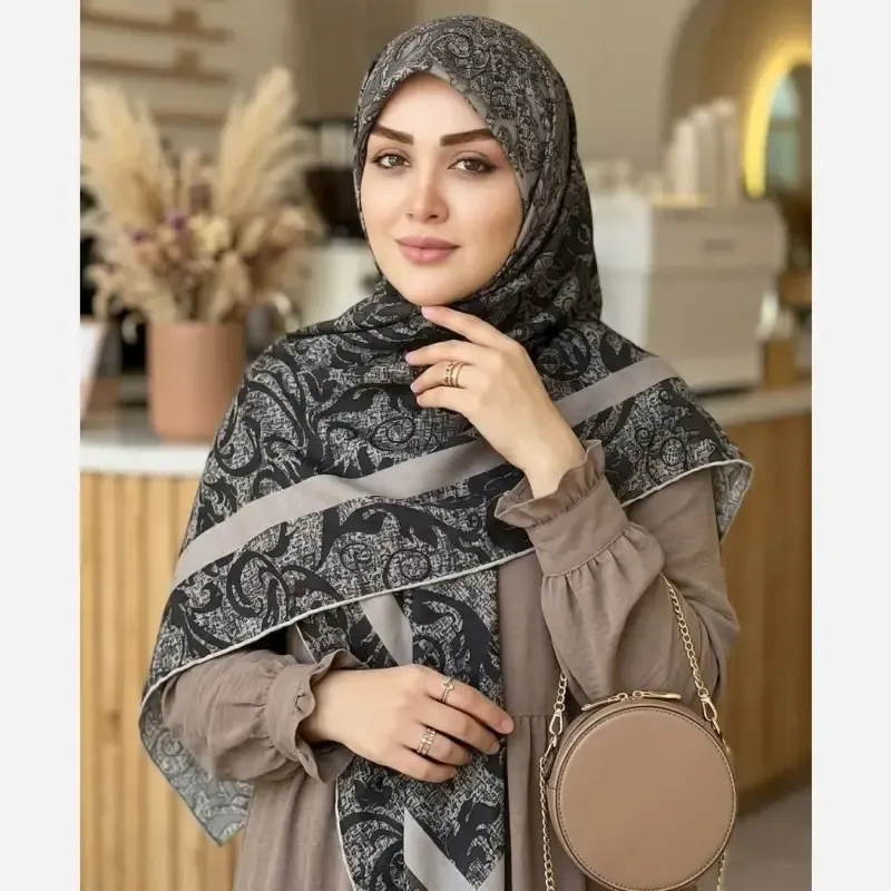 روسری نخ کاستوم طرح گیسو قواره بزرگ 140 سانتیمتر - تصویر 5