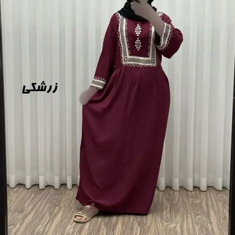 پیراهن ساحلی نخی زنانه مدل سرخپوستی فری سایز مناسب تا 44 با کمربند - تصویر 2
