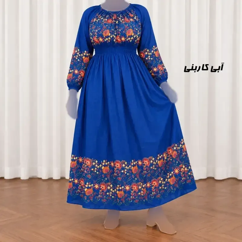 پیراهن ساحلی زنانه نخی کش دار طرح حاشیه برگ فری سایز - تصویر 2