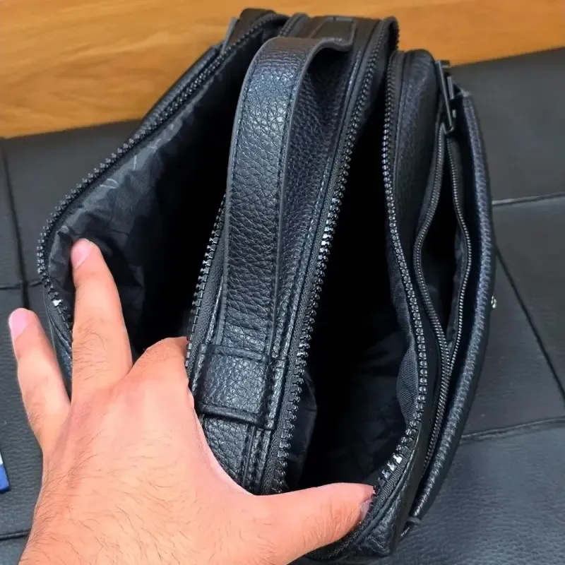 کیف دستی مردانه مونت بلانک چرم دوحالته چهار زیپ مدل دبل فیس - تصویر 14