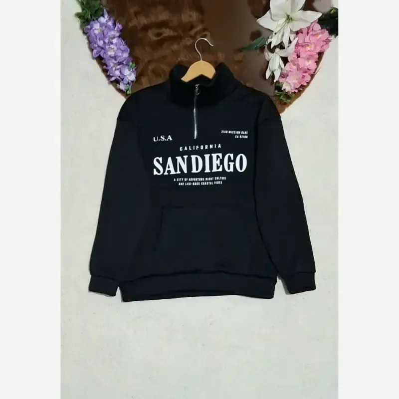 دورس نیم زیپ اسپرت زنانه پسرانه SANDIEGO جنس دورس سه نخ گرم بالا درجه یک رنگ مشکی سبز زیتونی فری سایز - تصویر 22