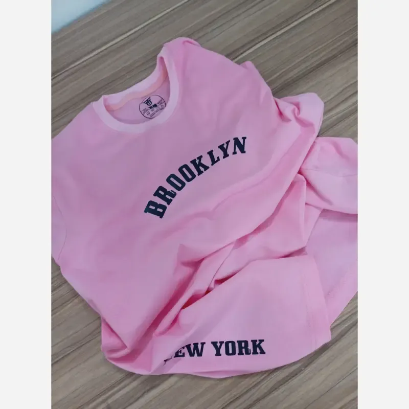 تیشرت مردانه و زنانه نخ پنبه بروکلین نیویورک طرح New York Brooklyn Love City رنگ مشکی و صورتی - تصویر 3