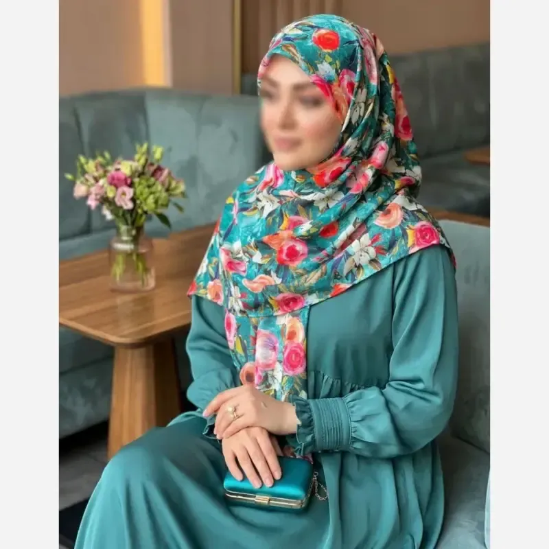 روسری نخ کاستوم طرح فلور قواره 140 بزرگ - تصویر 7