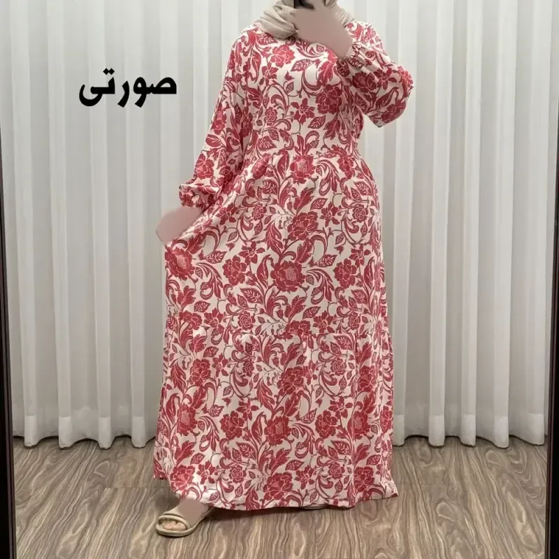 پیراهن فلور بوگاتی مدل ایوبی فری سایز زنانه تا سایز 46 چهارفصل شیک و راحت با کمربند سایه نمیاندازد - تصویر 2