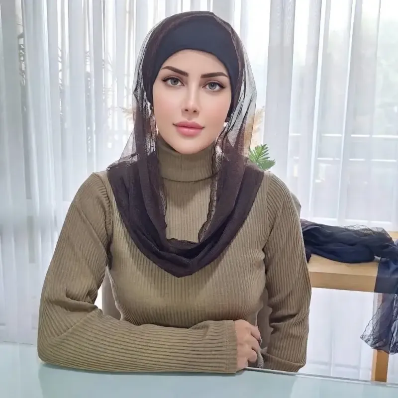 رینگ اسکارف تور مجلسی مشکی سرمه ای قهوه ای سایز 50 در 100 سانتی متر - تصویر 2