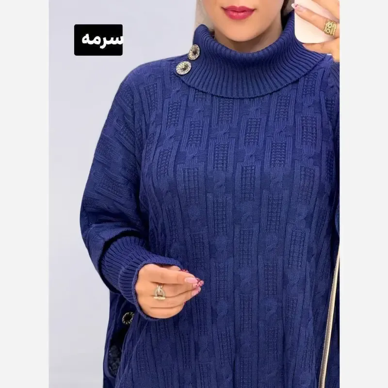 مانتو پانچ بافت ترنج فری سایز مناسب سایز 40 تا 54 - تصویر 4