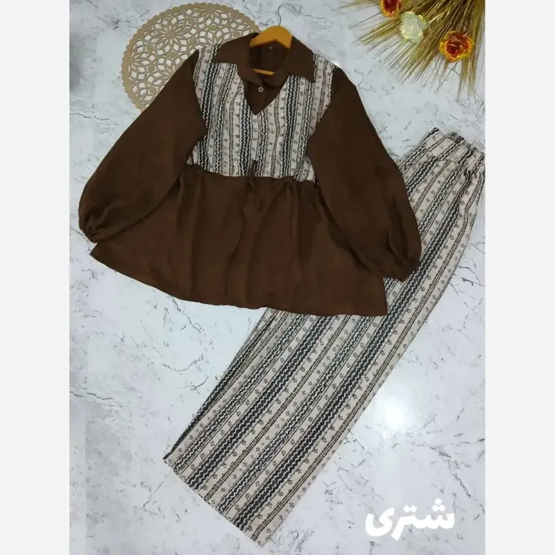 ست شومیز و شلوار تابستانه پریدخت جنس شانتون و لینن کنفی سایز 36 تا 48 - تصویر 12