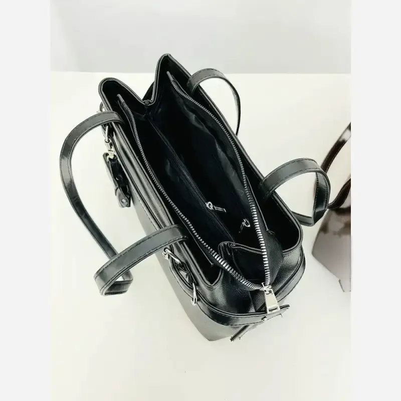 کیف زنانه جادار جنس شرانگ سایز 30 در 20 رنگ کرم نسکافه ای شکلاتی مشکی - تصویر 7