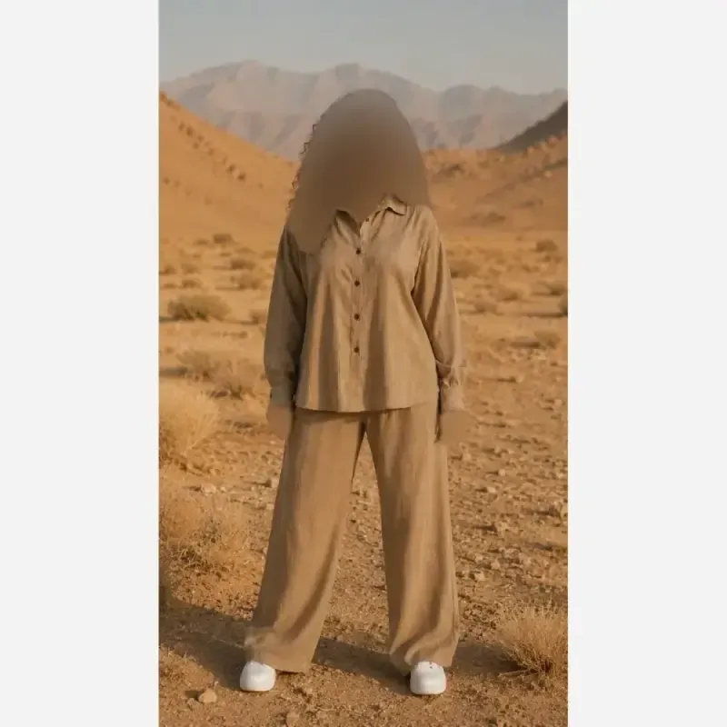 ست شومیز و شلوار زنانه جنس کوک دوزی - تصویر 4