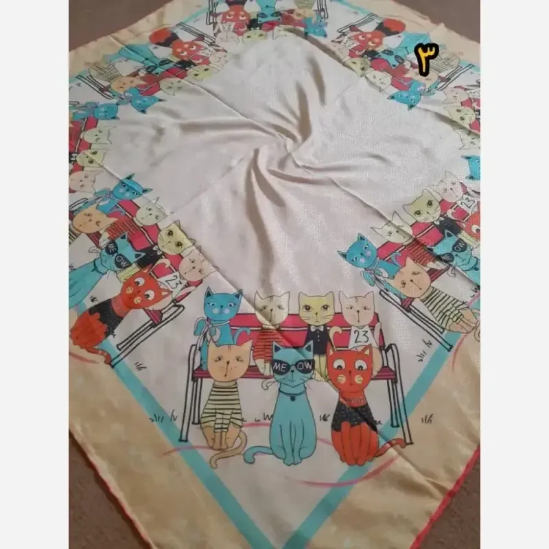 روسری سوپرنخ دخترانه دست دوز قواره 100 سانت فانتزی - تصویر 12