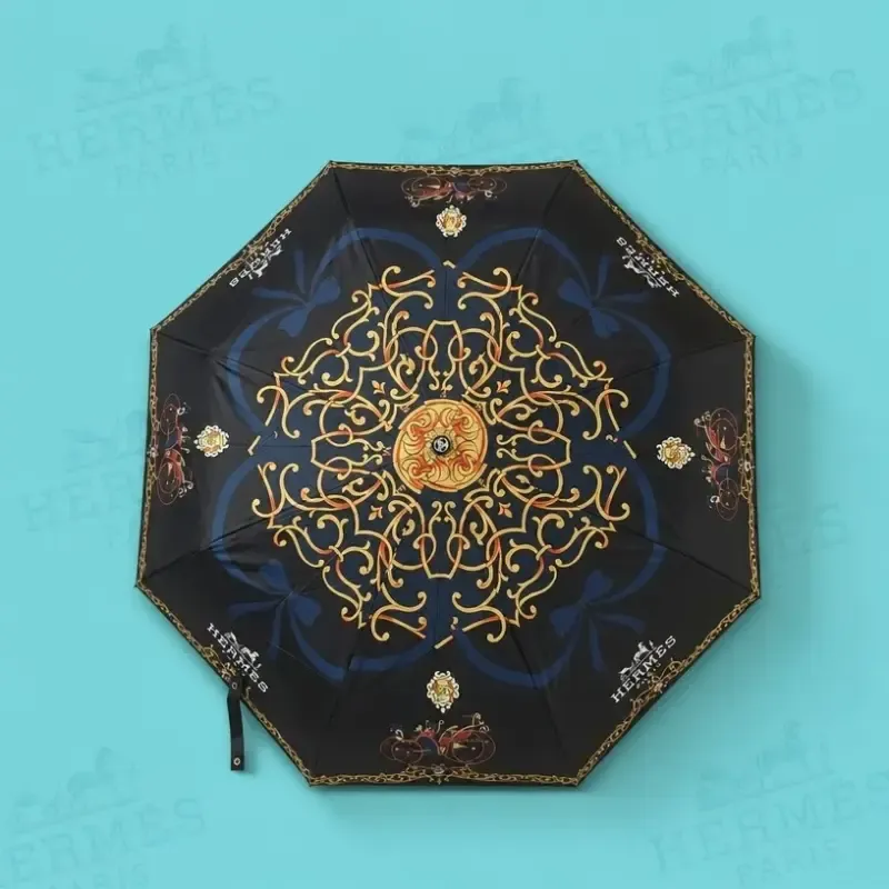 چتر اتوماتیک لوکس برند هرمس ضدباد پارچه نانو - تصویر 7