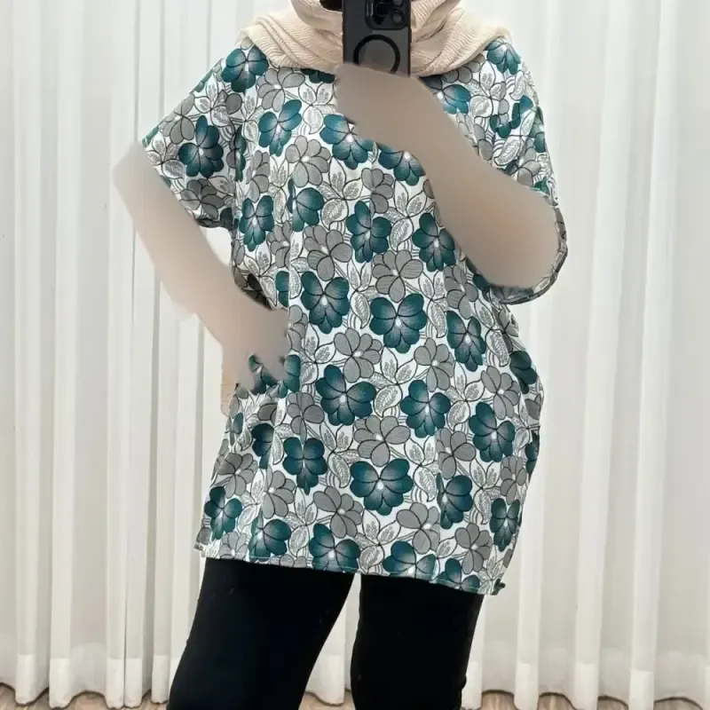 تیشرت نخی سایزبزرگ فری سایز تا 52 قد 90 دور سینه 140 زنانه چهارفصل شیک راحت - تصویر 3