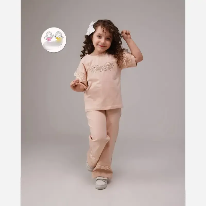 ست تیشرت و شلوار دخترانه تیپ لاکرا اعلا سایز 35 تا 50 - تصویر 3