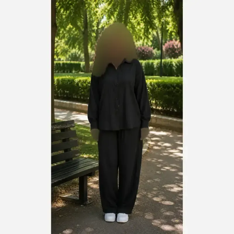 ست شومیز و شلوار زنانه جنس کوک دوزی - تصویر 2