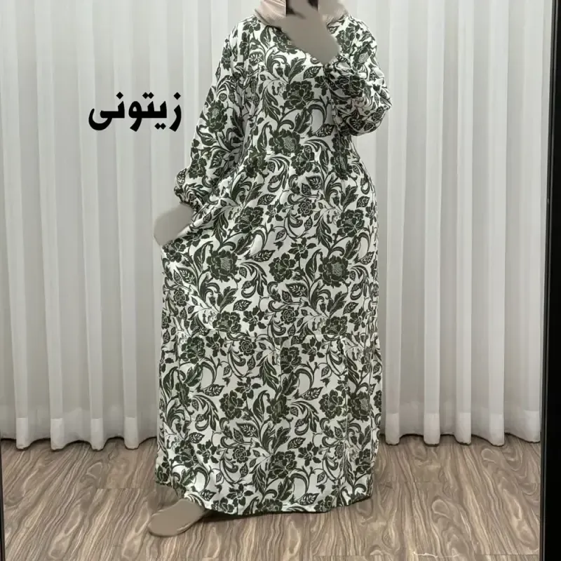 پیراهن فلور بوگاتی مدل ایوبی فری سایز زنانه تا سایز 46 چهارفصل شیک و راحت با کمربند سایه نمیاندازد - تصویر 4