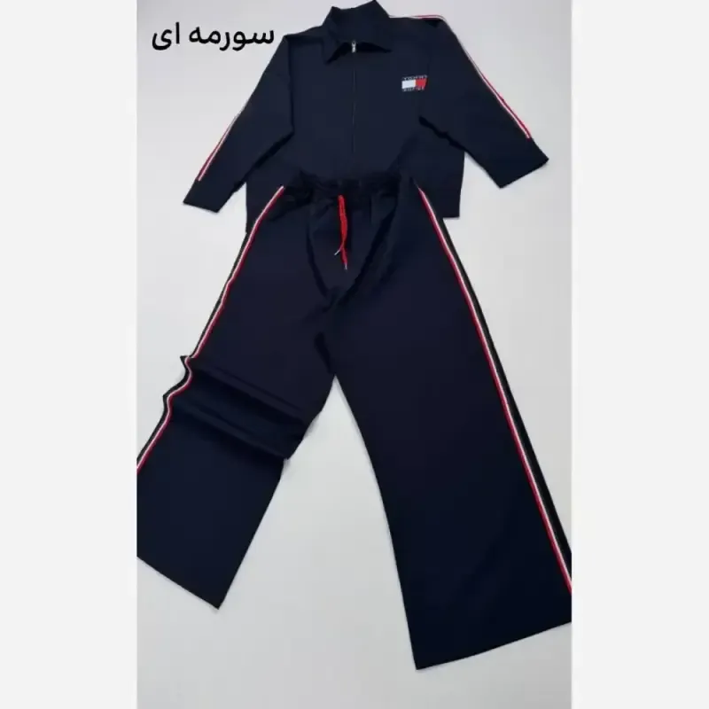 ست سویشرت شلوار زنانه مدل Tommy جنس دبل مازراتی رنگ مشکی سورمه ای موکا فری سایز - تصویر 4