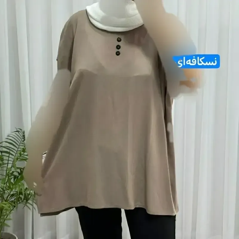 تاپ زنانه نخی ساده سایز بزرگ فری سایز مناسب تا سایز 54 - تصویر 10