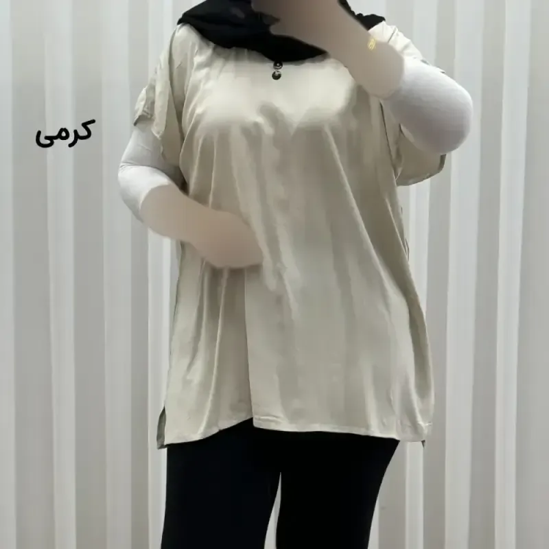 تاپ زنانه نخی ساده سایز بزرگ فری سایز مناسب تا سایز 54 - تصویر 4