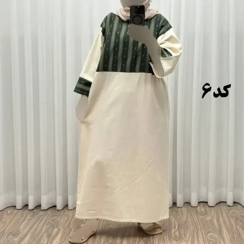 پیراهن کفتان لینن پاییزه فری سایز زنانه تا سایز 50 شیک و راحت کمربند دار بدون سایه اندازی - تصویر 2