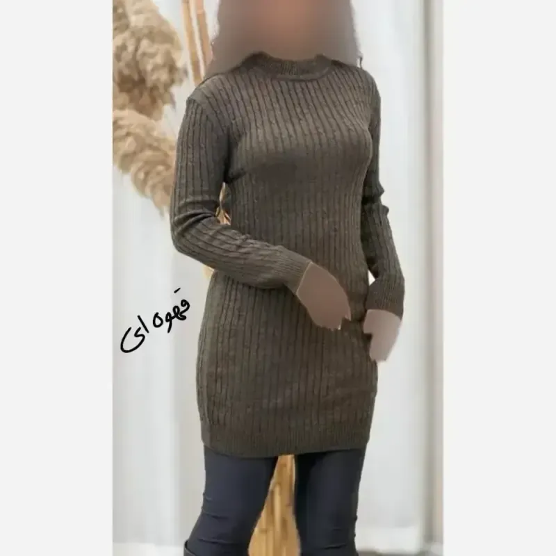 تونیک بافت گپ زنانه ماهلین فری سایز الیاف آکریلیک ترک قد 85 سانت - تصویر 5