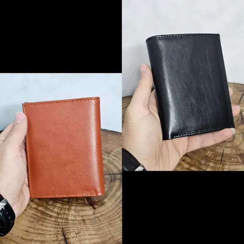 کیف پول چرم اصل گاوی جاکارتی دار دو برگ - تصویر 3