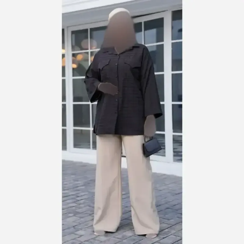شومیز محرمی مشکی مدل پرناز جنس پارچه صوفیا فری سایز - تصویر 3