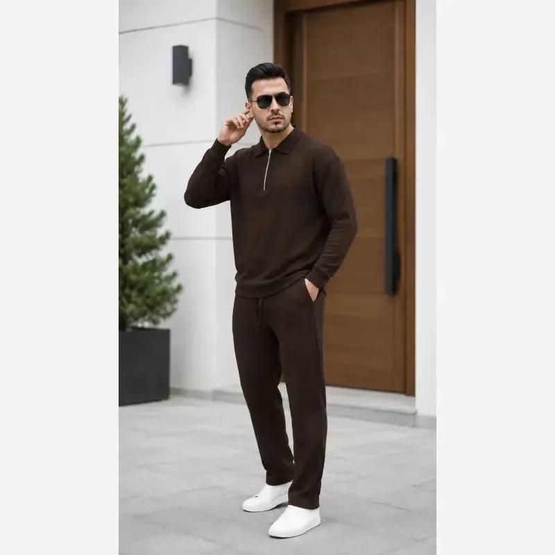 ست نیم زیپ فتیله ای مردانه کبریتی فری سایز رنگ بندی متنوع - تصویر 4