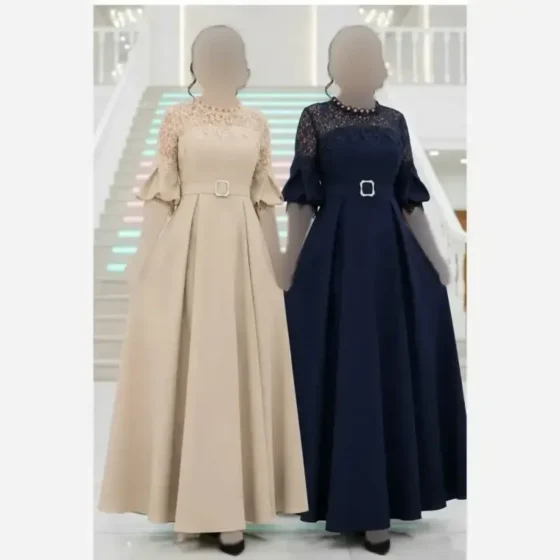ماکسی مجلسی کرپ مازراتی کمربنددار جانان رنگبندی متنوع سایزبندی کامل
