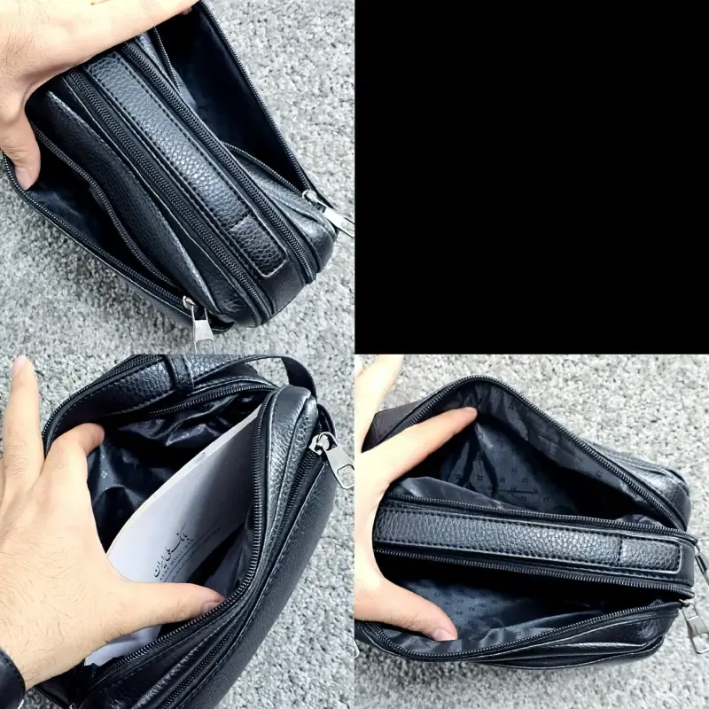 کیف دستی مردانه چرم صنعتی ضد خش دو خانه مدل شوزبگ - تصویر 10