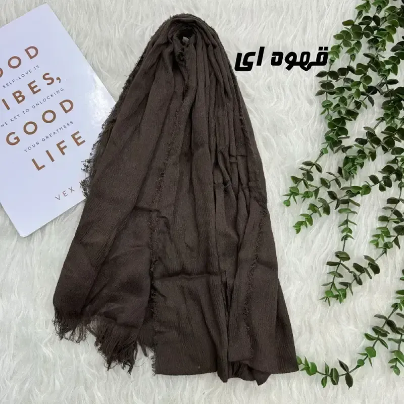 شال ساده دوردوز سوپر کنفی نخی قواره 185 در 60 سانت - تصویر 4