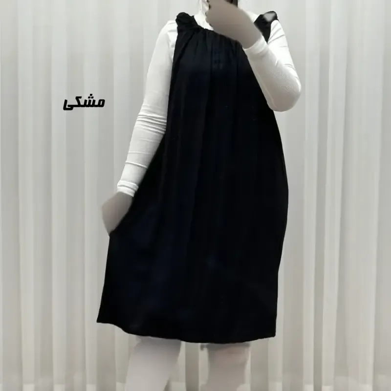 سارافون نخی زنانه کوتاه ساده فری سایز مناسب تا سایز 52 - تصویر 3