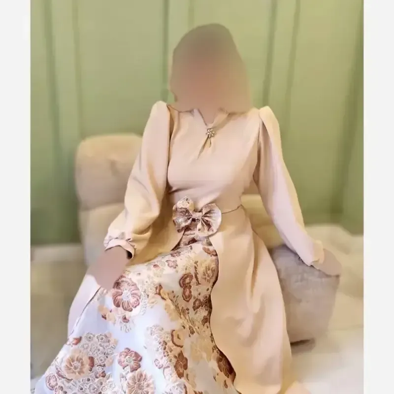 پیراهن مجلسی زنانه طرح هلینا کرپ مازراتی و ژاکارد ترک رنگ مشکی دامن قرمز سایز 5 - تصویر 22