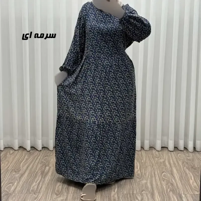 پیراهن ساحلی زنانه نخی گلریز فری سایز مناسب تا سایز 46 با کمربند - تصویر 8