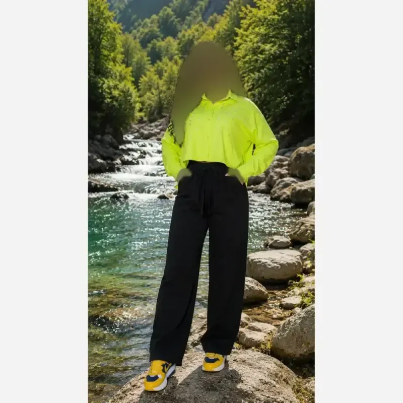 شلوار بگ طرح جین نیل ترک وارداتی کمر کش و کمربند دار - تصویر 19