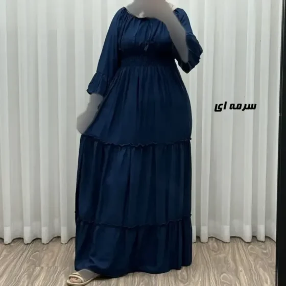 پیراهن ساحلی زنانه نخی مدل پرنسسی فری سایز مناسب تا 48 با کمربند