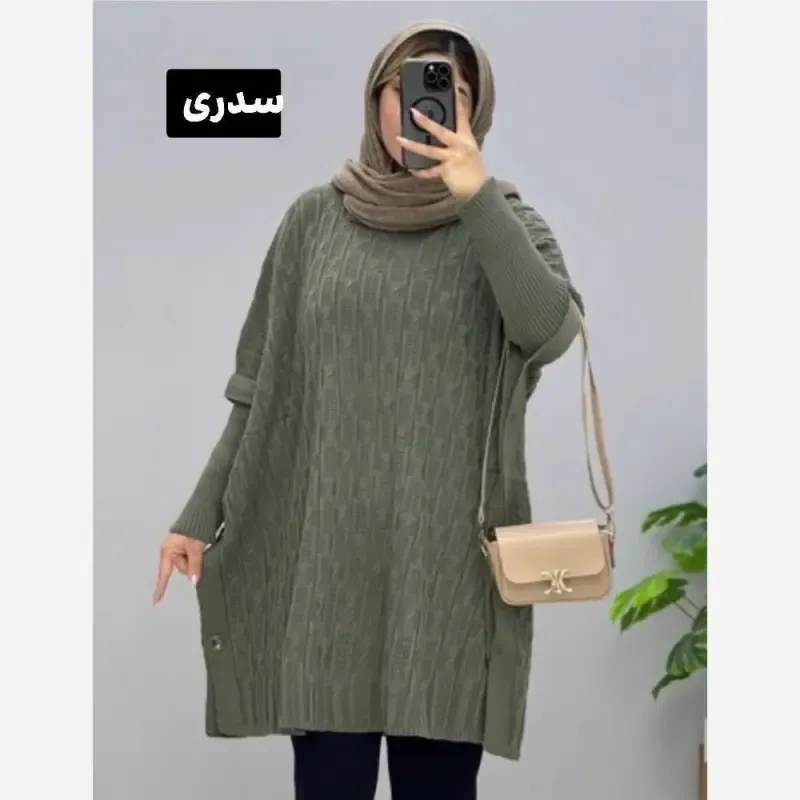 مانتو پانچ بافت ترنج فری سایز مناسب سایز 40 تا 54 - تصویر 6